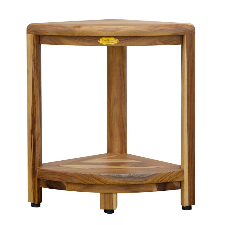 Aqua teak corner stool with online shelf